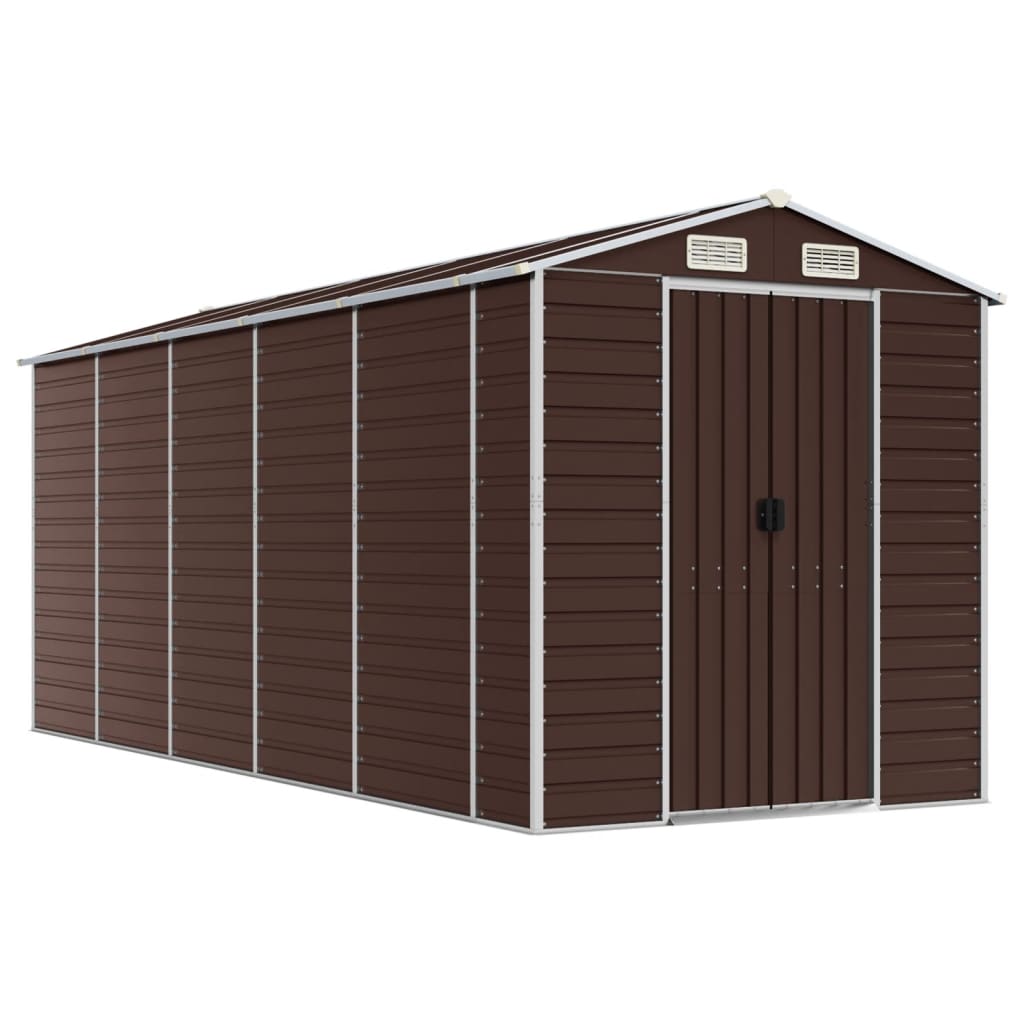 NNEVL Garden Shed Brown 191x470x198 cm Galvanised Steel