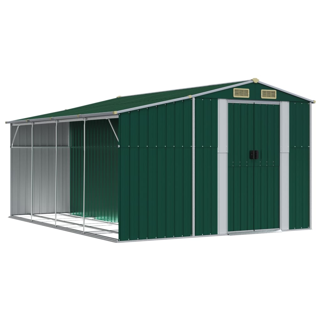 NNEVL Garden Shed Green 277x365.5x179 cm Galvanised Steel