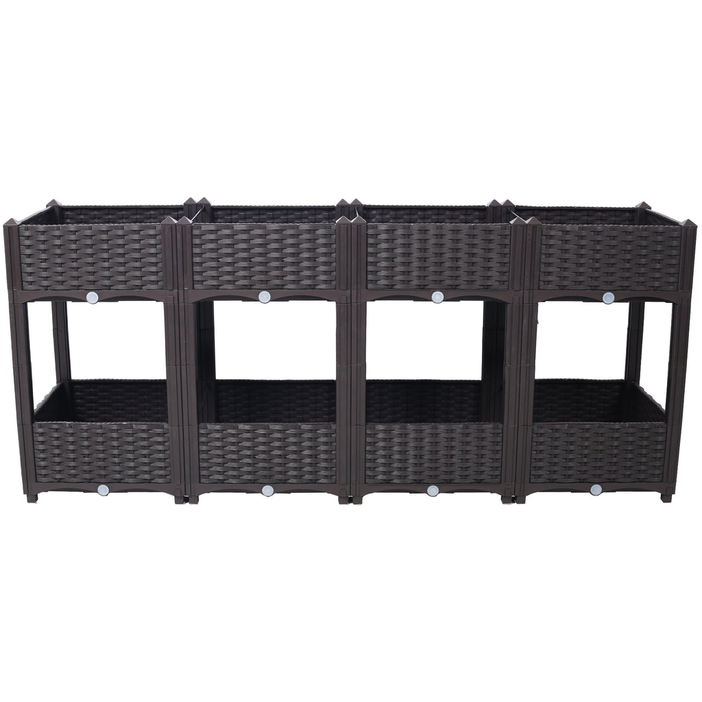 Planter Raised Beds - Elevated Planter Garden Box with Drainage Plug Raised Garden Beds for Vegetable/Flower/Herb Outdoor Standing Planter Beds Gardening Kit,Brown,63'x15.7'x27.7'