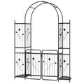 87 inch Tall Garden Arch with Gate Planter Shelves Climbing Trellises