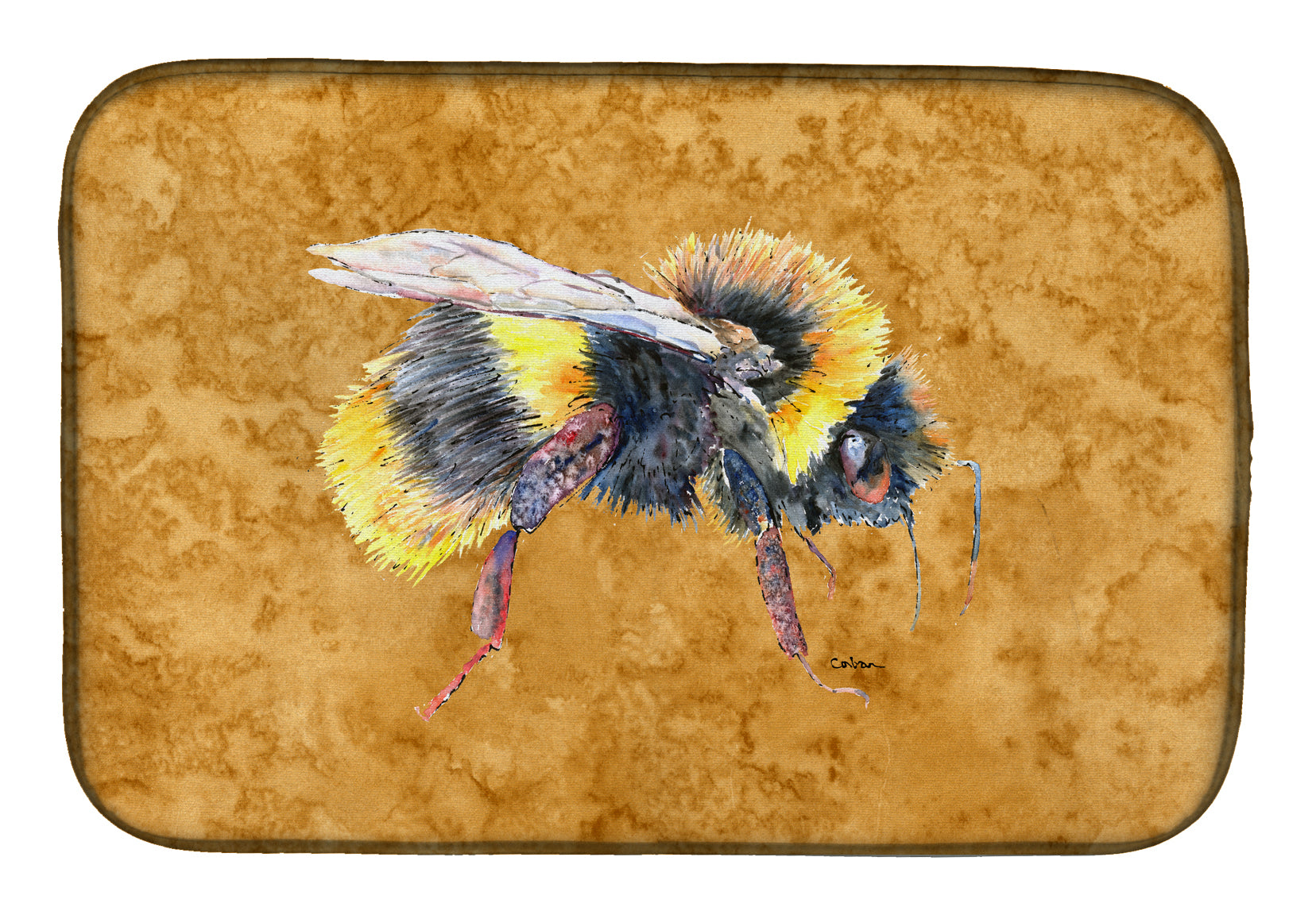 Bee on Gold Dish Drying Mat – Absorbent, Artistic Kitchen Essentials 8850DDM