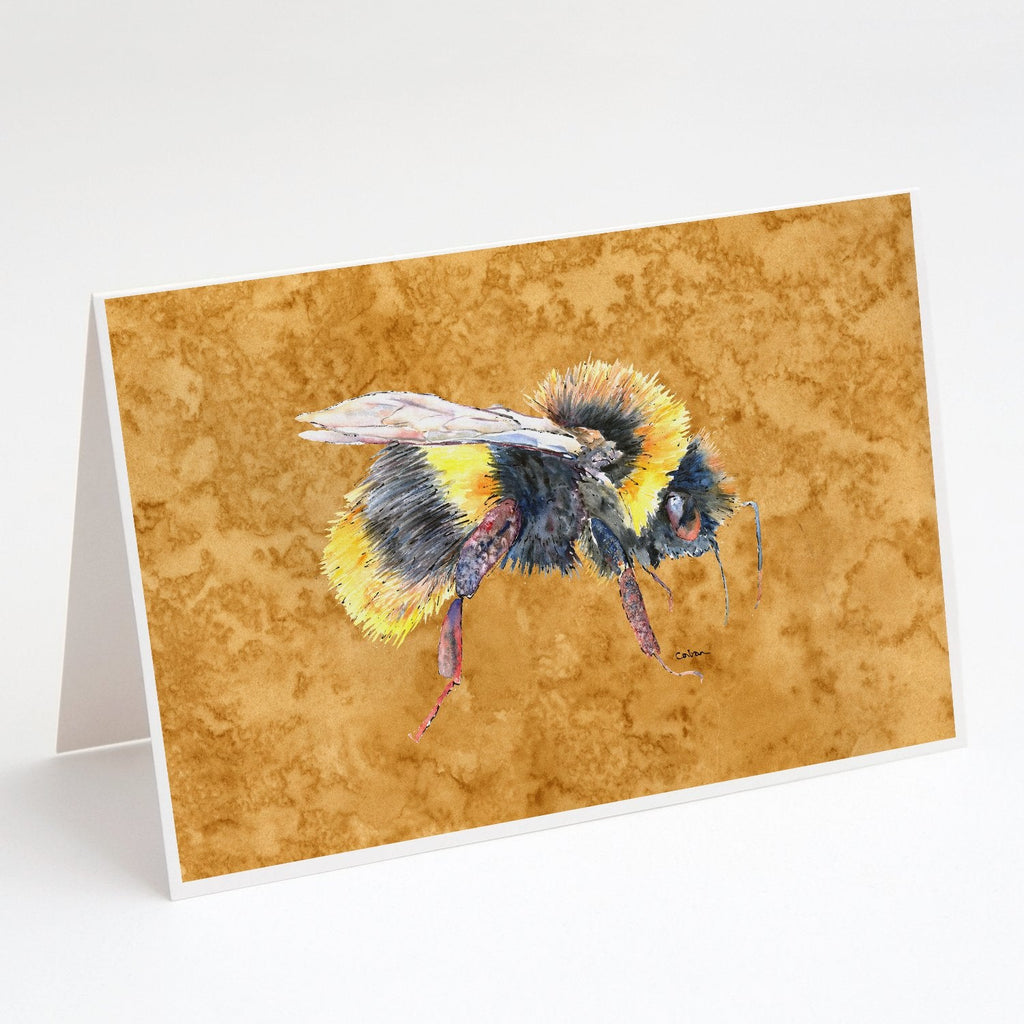Bee on Gold Greeting Cards -  Blank Note Cards – 8-Pack of Artist-Designed Cards with Envelopes