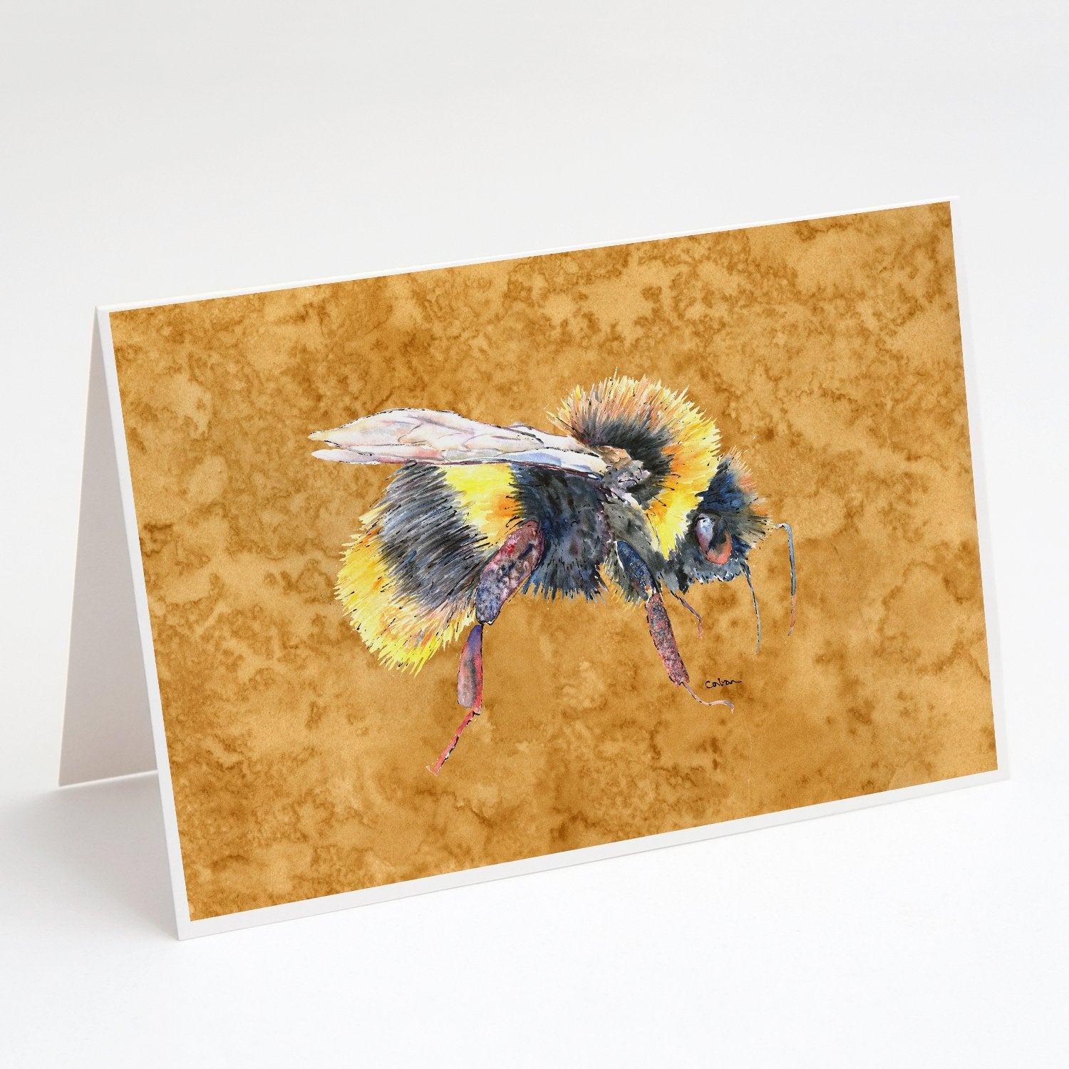 Bee on Gold Greeting Cards -  Blank Note Cards – 8-Pack of Artist-Designed Cards with Envelopes