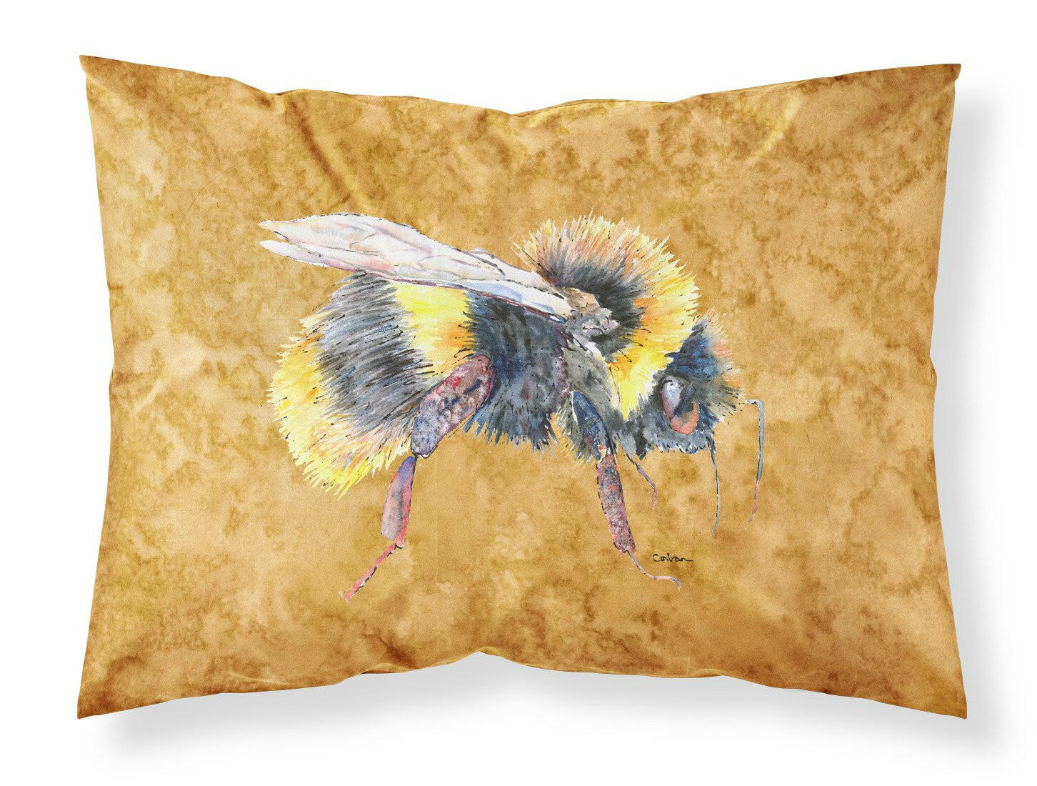 Bee on Gold Standard Pillowcases – Artistic Decorative Front, Crisp White Back