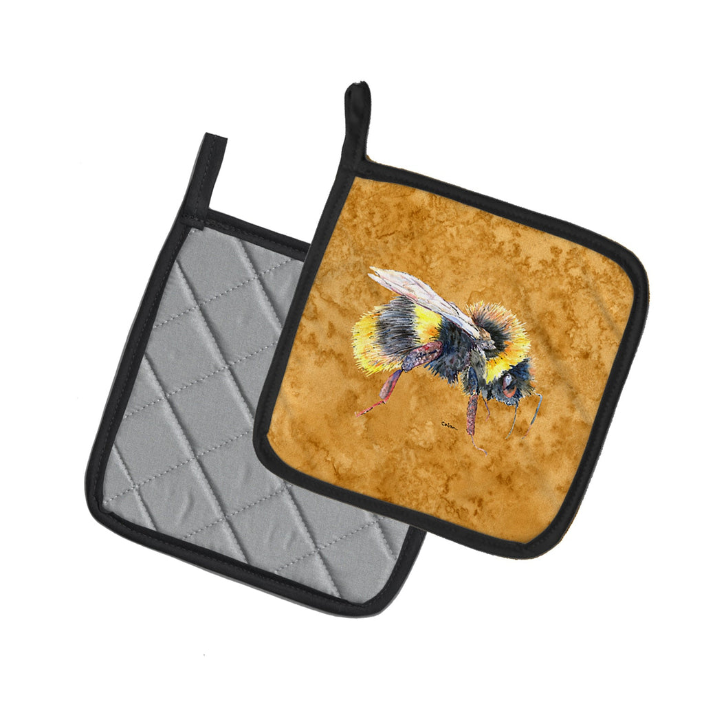 Bee on Gold Pot Holders - Set of 2 Decorative Kitchen Helpers | Made in the USA 8850PTHD