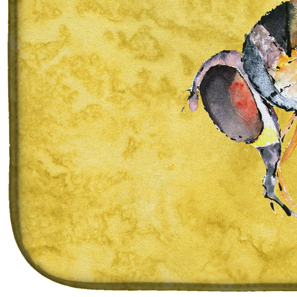 Bee on Yellow Dish Drying Mat – Absorbent, Artistic Kitchen Essentials 8851DDM