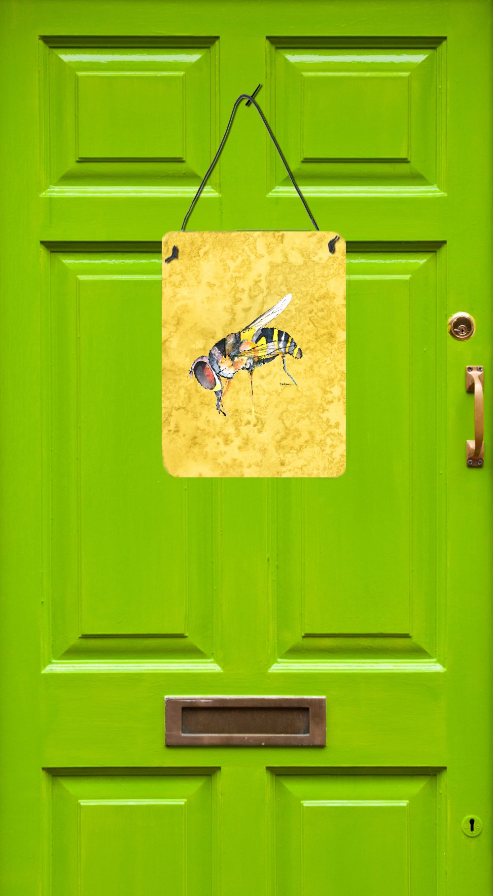 Bee on Yellow Aluminium Metal Wall or Door Hanging Prints 8851DS1216