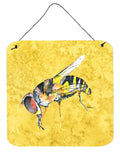 Bee on Yellow Aluminium Metal Wall or Door Hanging Prints 8851DS66