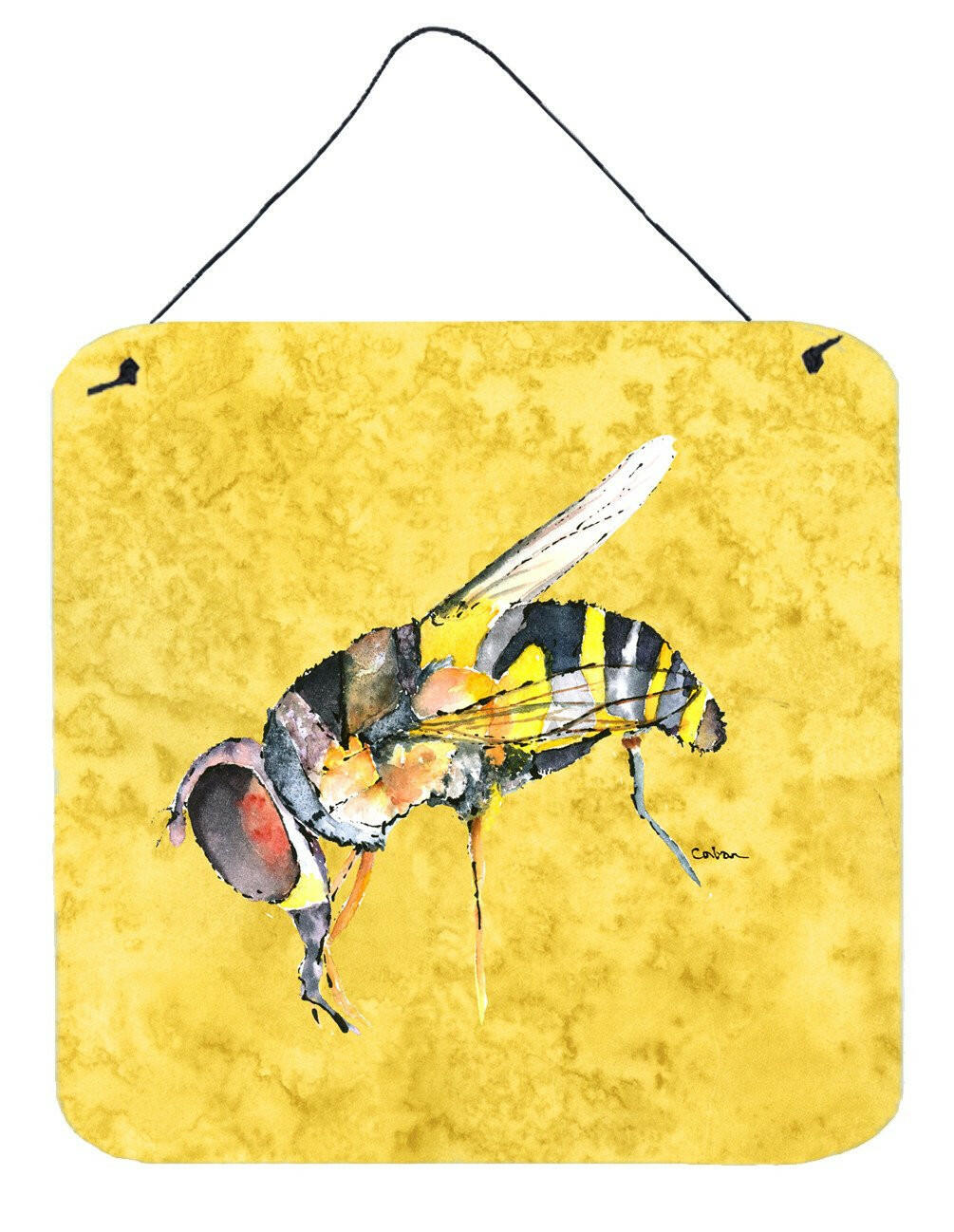 Bee on Yellow Aluminium Metal Wall or Door Hanging Prints 8851DS66