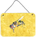 Bee on Yellow Aluminium Metal Wall or Door Hanging Prints 8851DS812