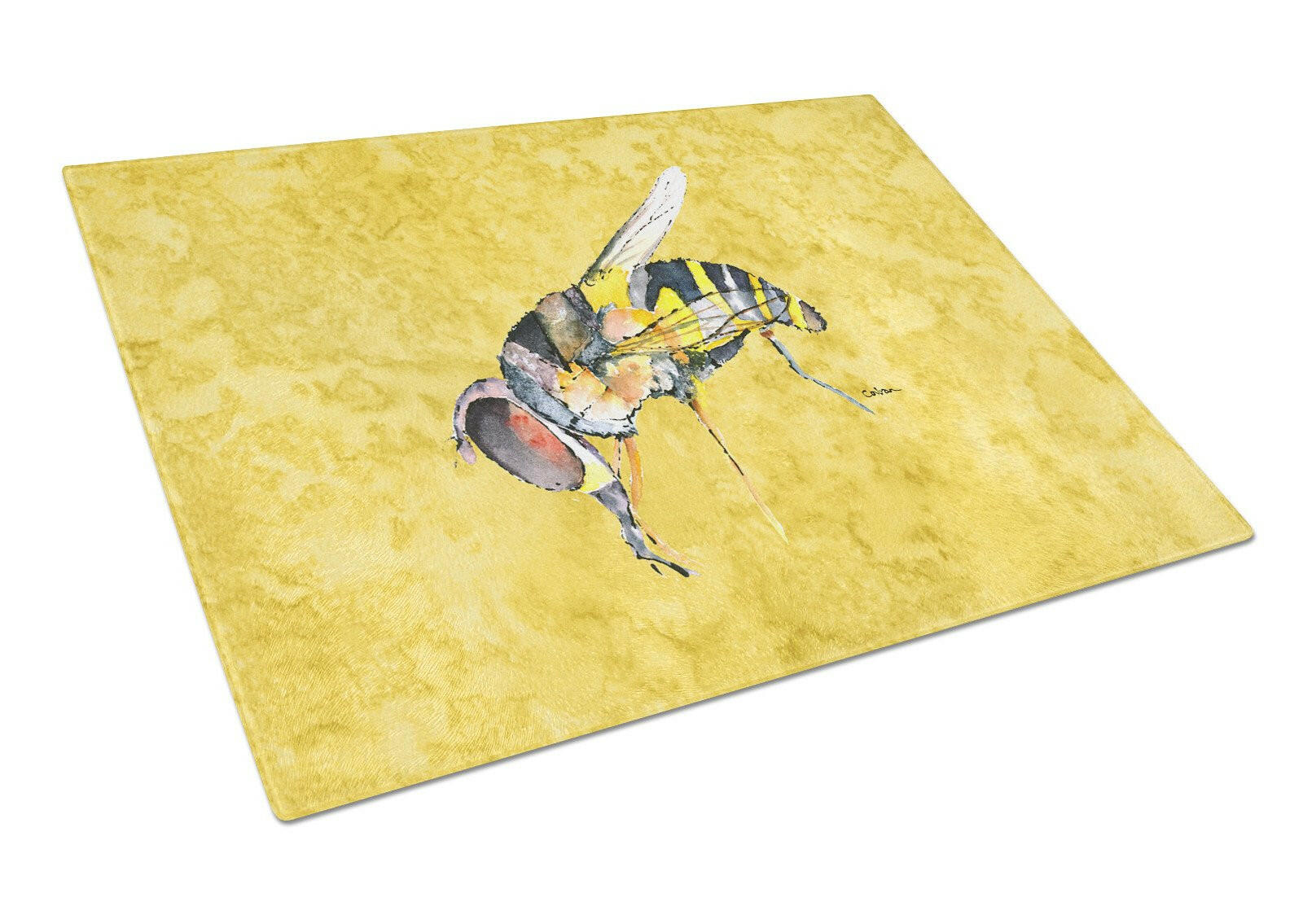 Bee on Yellow Glass Cutting Boards – Durable, Decorative Kitchen Art Large 8851LCB