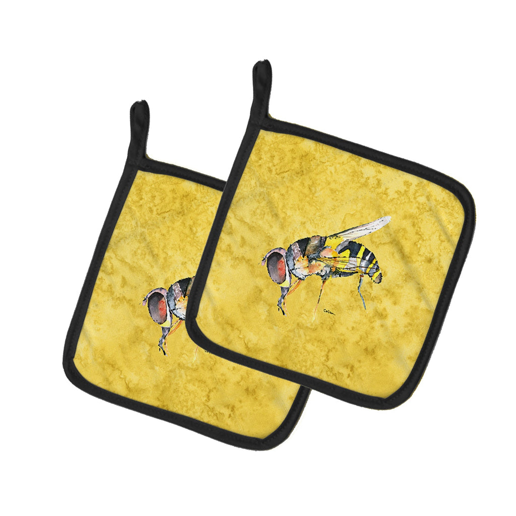 Bee on Yellow Pot Holders - Set of 2 Decorative Kitchen Helpers | Made in the USA 8851PTHD
