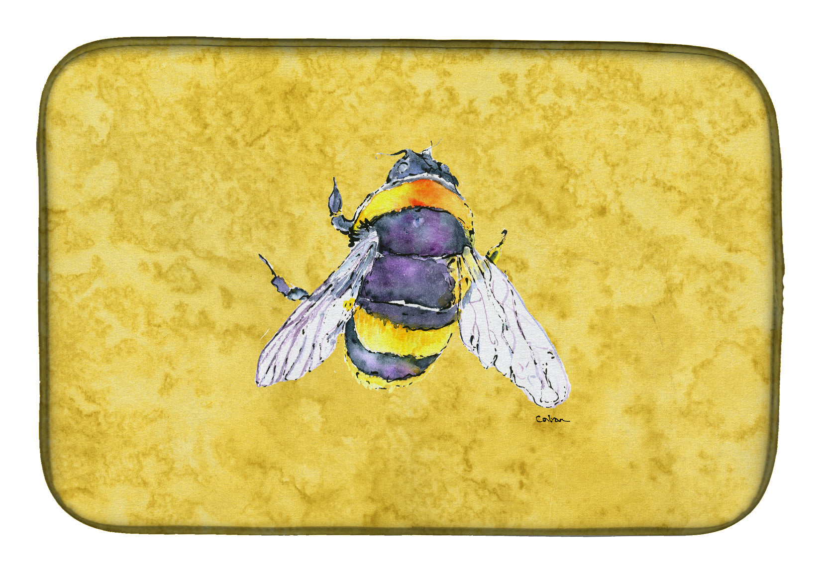 Bee on Yellow Dish Drying Mat – Absorbent, Artistic Kitchen Essentials 8852DDM