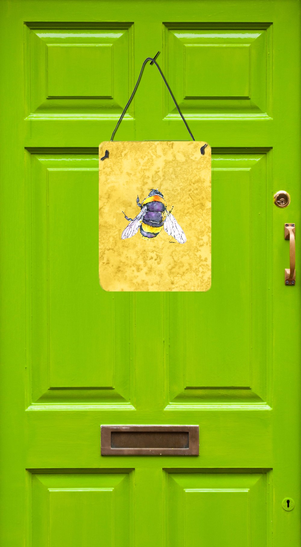 Bee on Yellow Aluminium Metal Wall or Door Hanging Prints 8852DS1216
