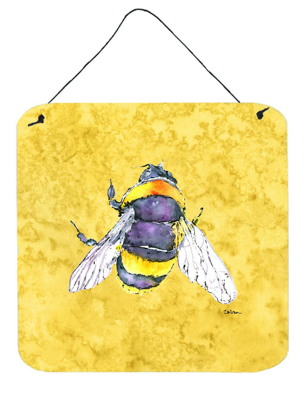 Bee on Yellow Aluminium Metal Wall or Door Hanging Prints 8852DS66