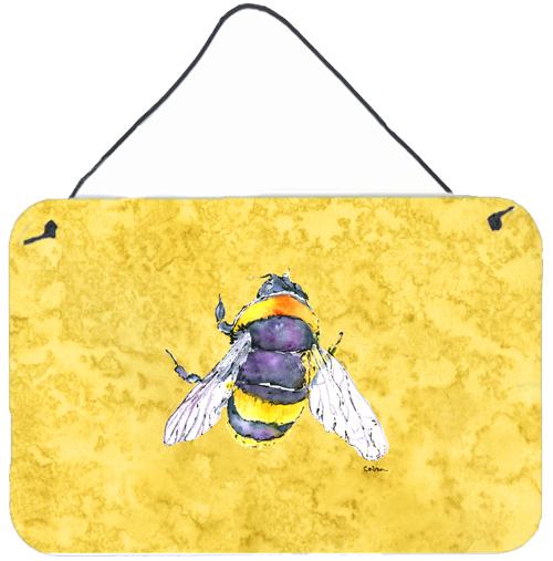 Bee on Yellow Aluminium Metal Wall or Door Hanging Prints 8852DS812