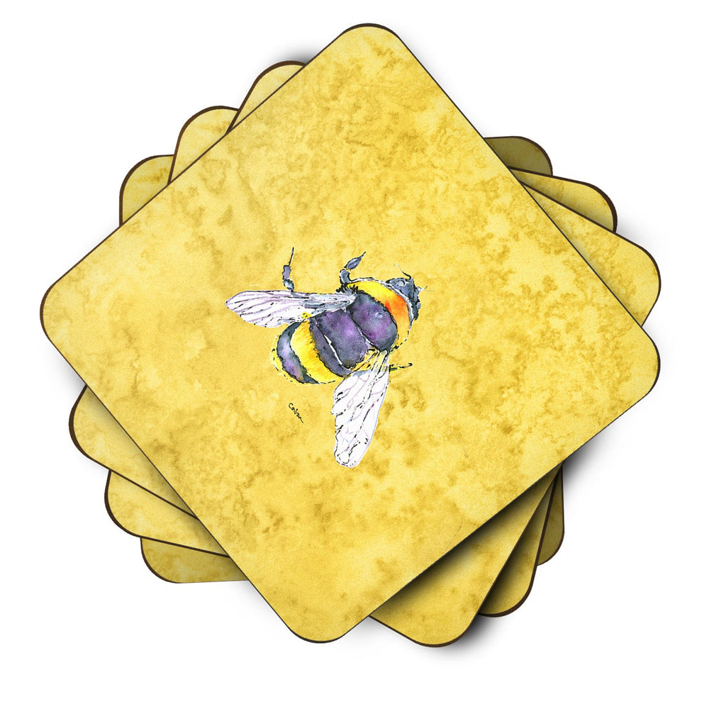 Bee on Yellow Coasters - Set of 4 Lightweight Foam, Absorbent Drink Coasters 8852FC