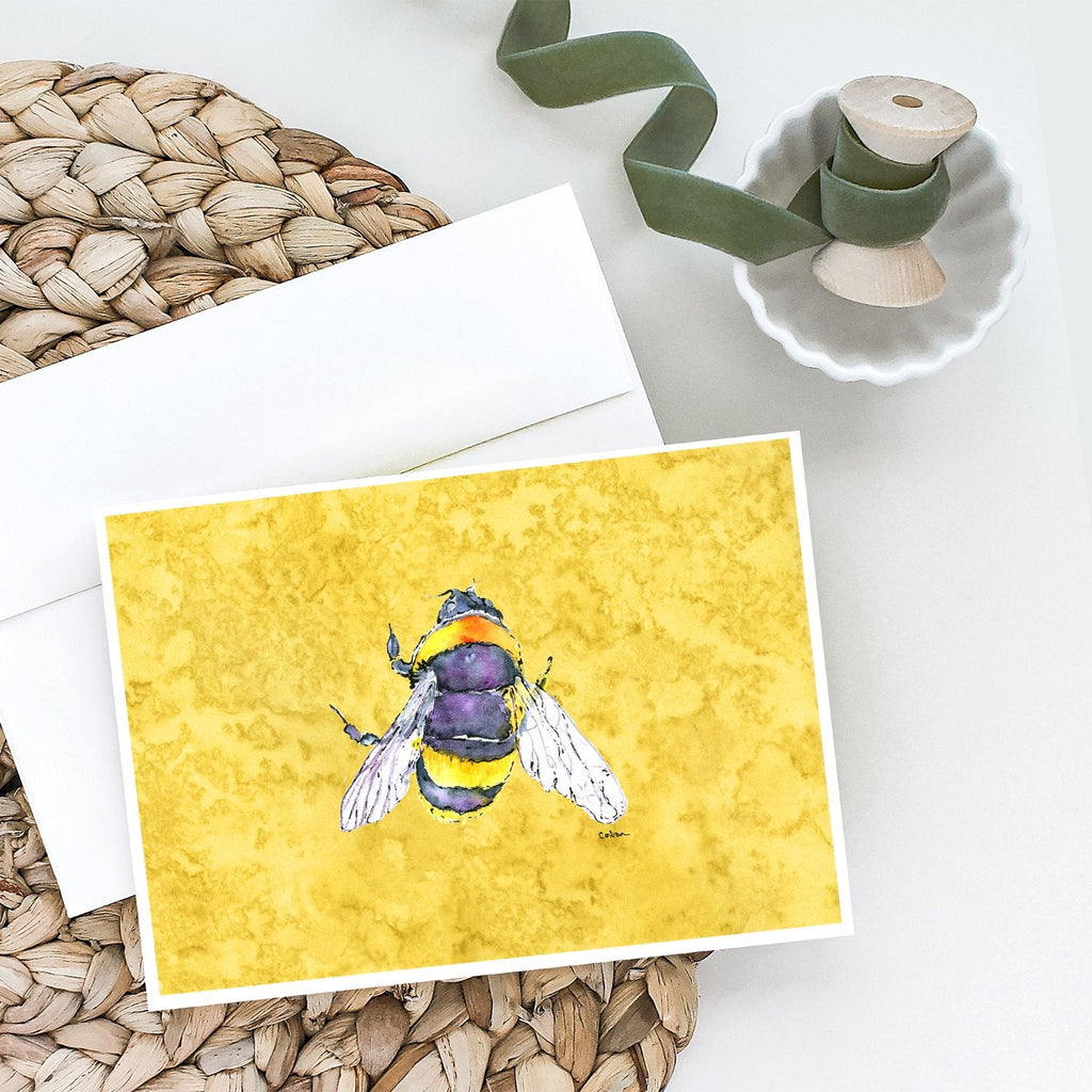 Bee on Yellow Greeting Cards -  Blank Note Cards – 8-Pack of Artist-Designed Cards with Envelopes 8852GCA7P