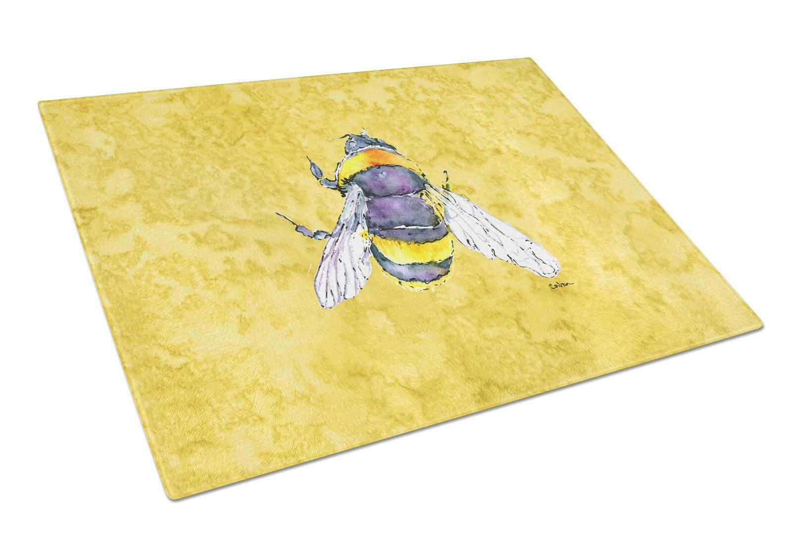 Bee on Yellow Glass Cutting Boards – Durable, Decorative Kitchen Art Large 8852LCB