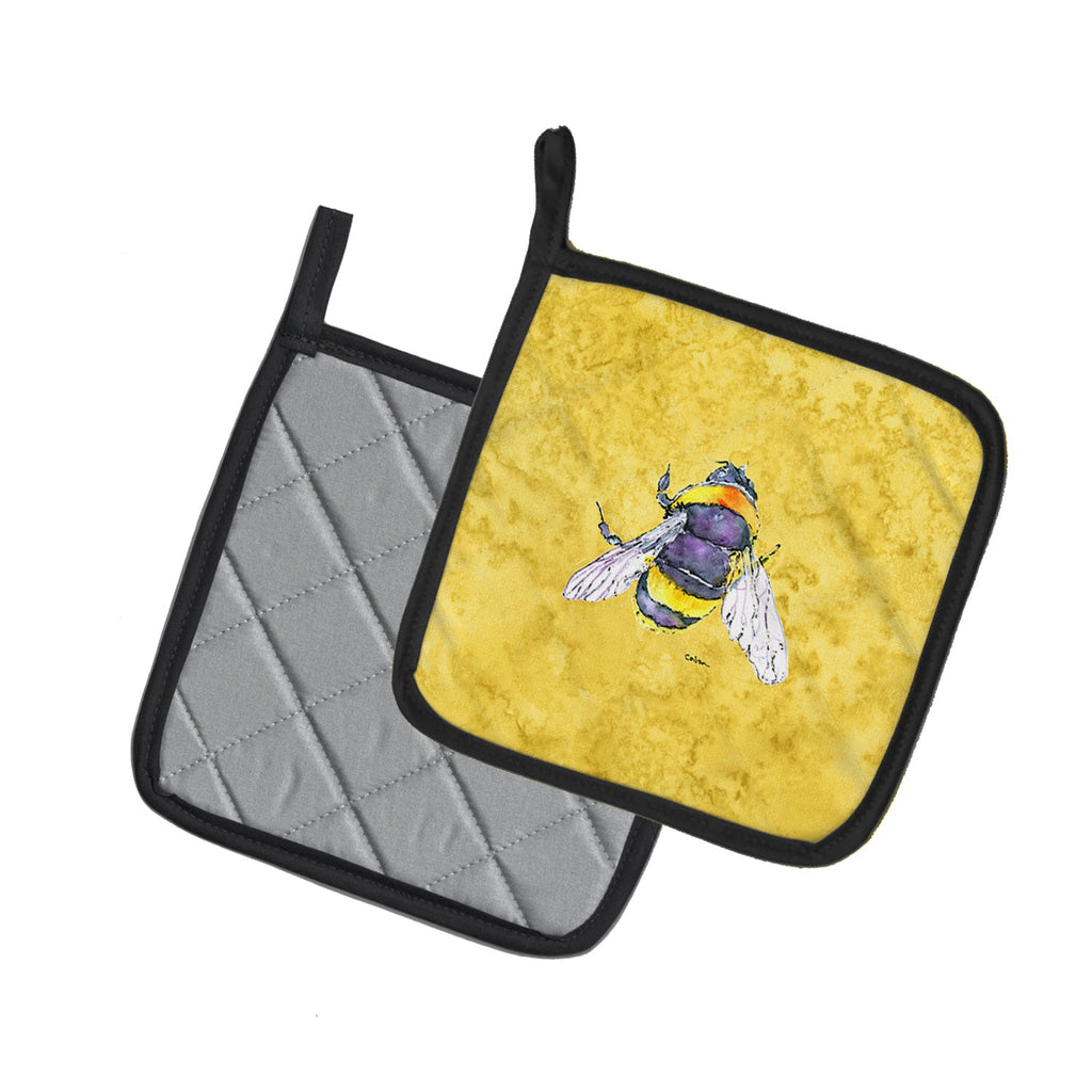Bee on Yellow Pot Holders - Set of 2 Decorative Kitchen Helpers | Made in the USA 8852PTHD