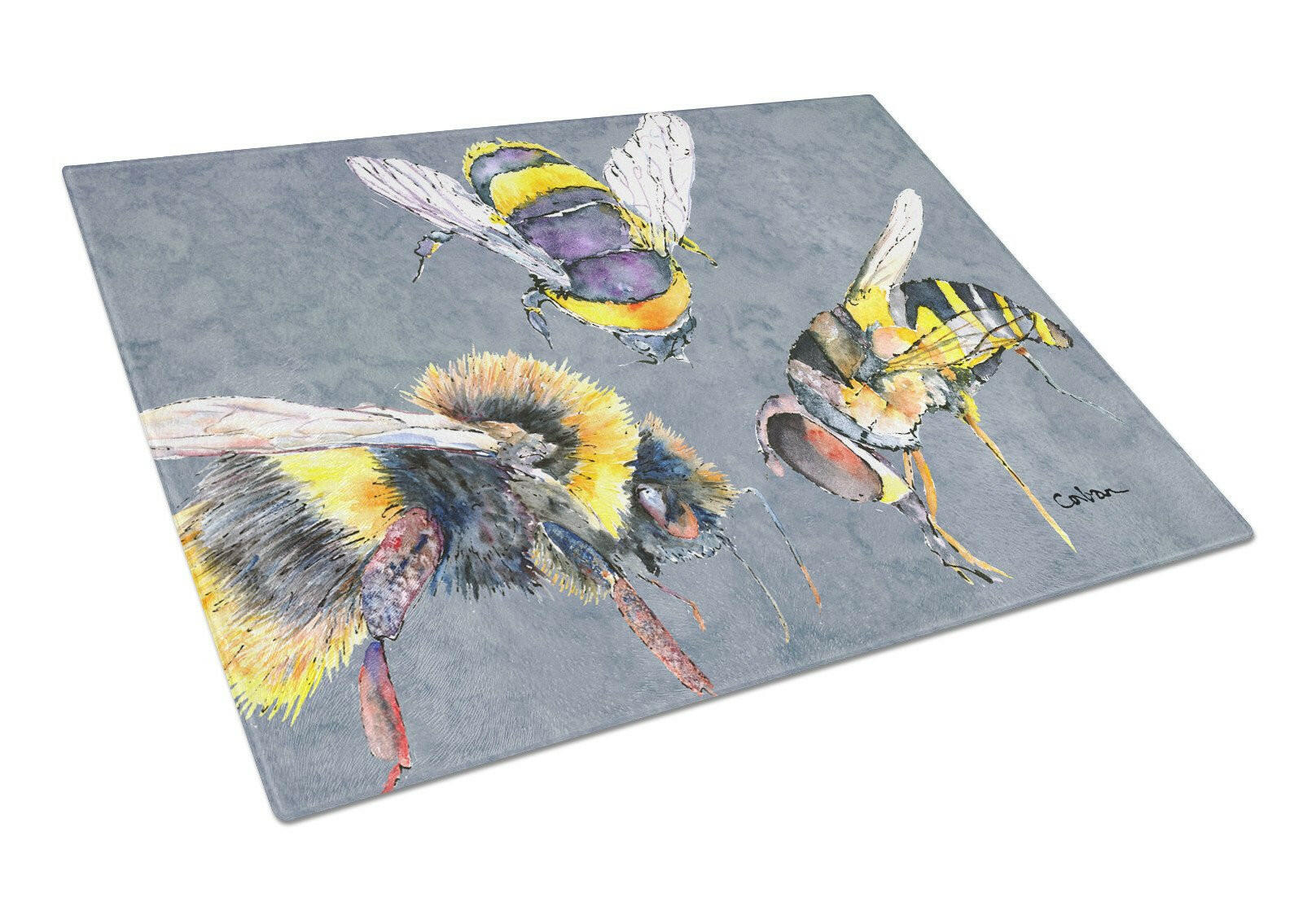 Bee Bees Times Three Glass Cutting Boards – Durable, Decorative Kitchen Art Large