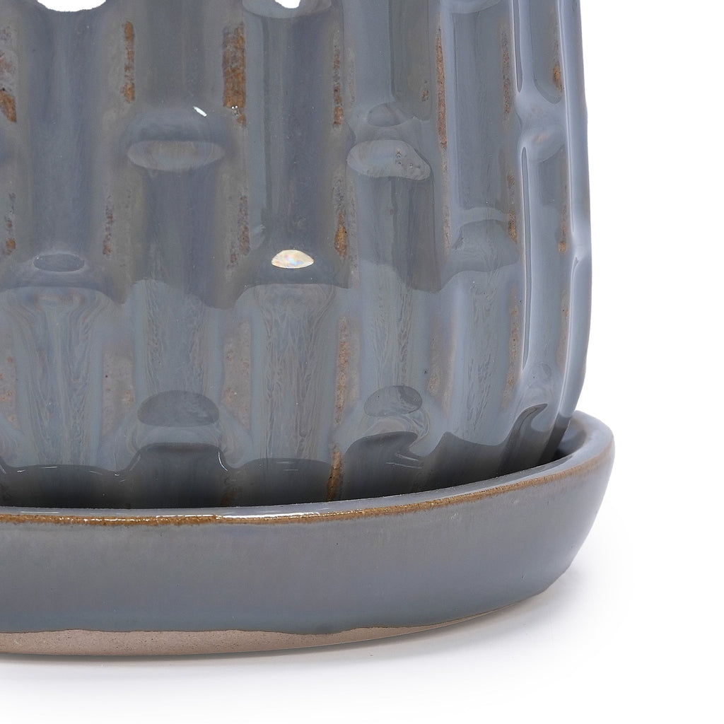 Set of 2 Ceramic Flowerpot, 7' Modern Planter for Patio, Garden, Windowsill - Grey