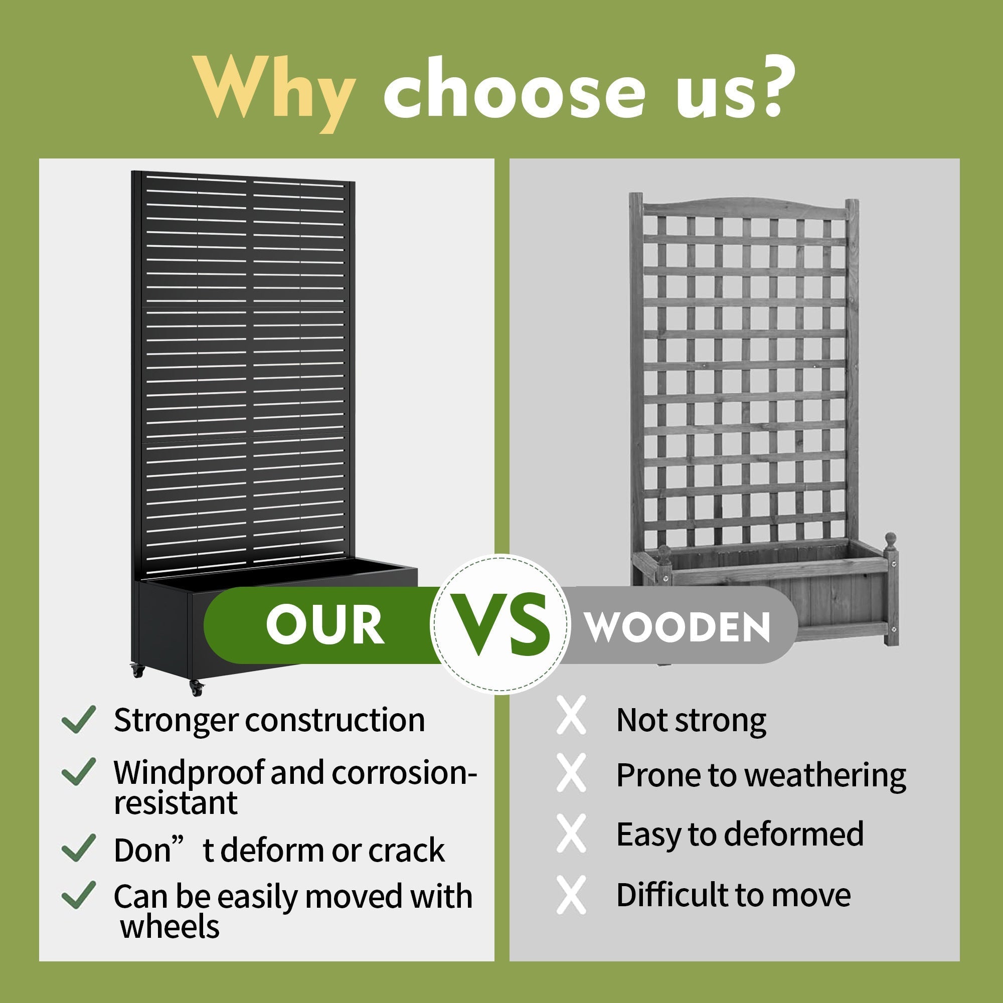 Metal Planter Box with Trellis, 73' x 35' x 16" Raised Garden Bed