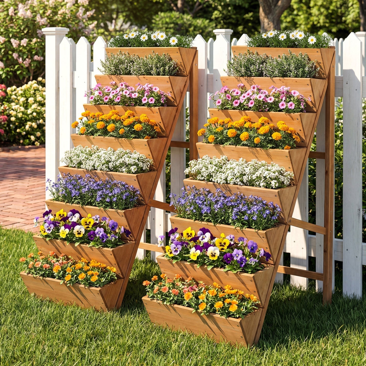8-tier Vertical Raised Garden Bed Wood Elevated Planter Box with Legs
