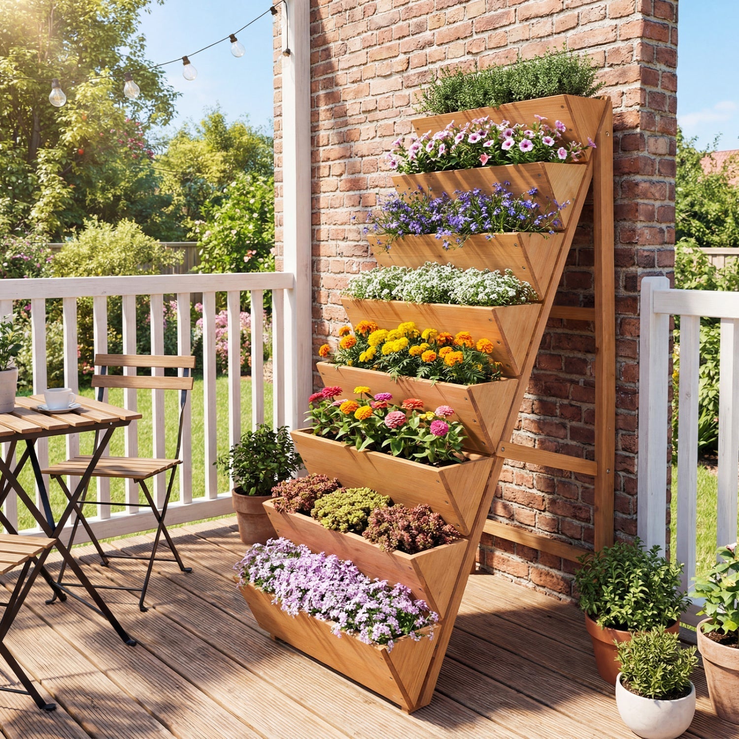 8-tier Vertical Raised Garden Bed Wood Elevated Planter Box with Legs