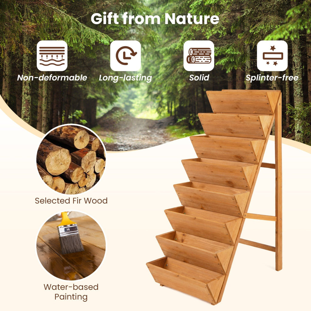 8-tier Vertical Raised Garden Bed Wood Elevated Planter Box with Legs