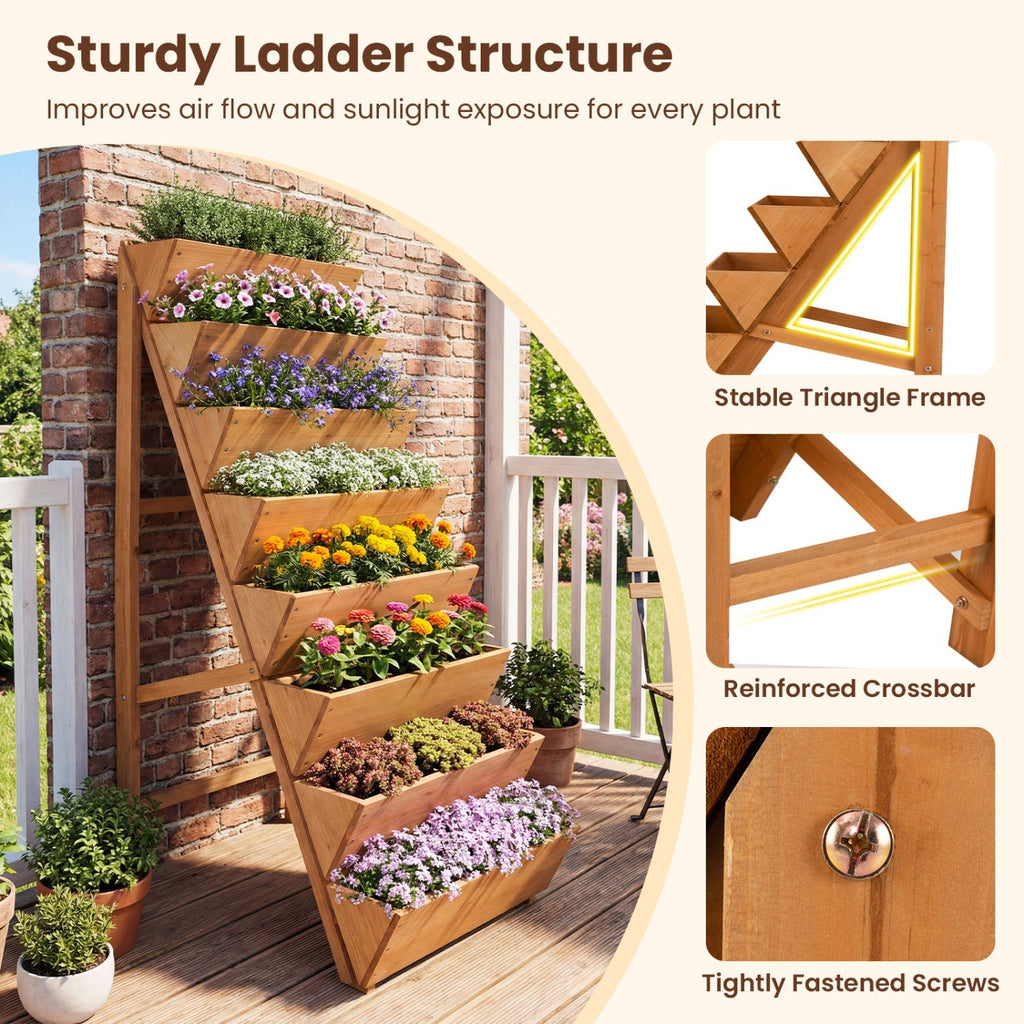 8-tier Vertical Raised Garden Bed Wood Elevated Planter Box with Legs