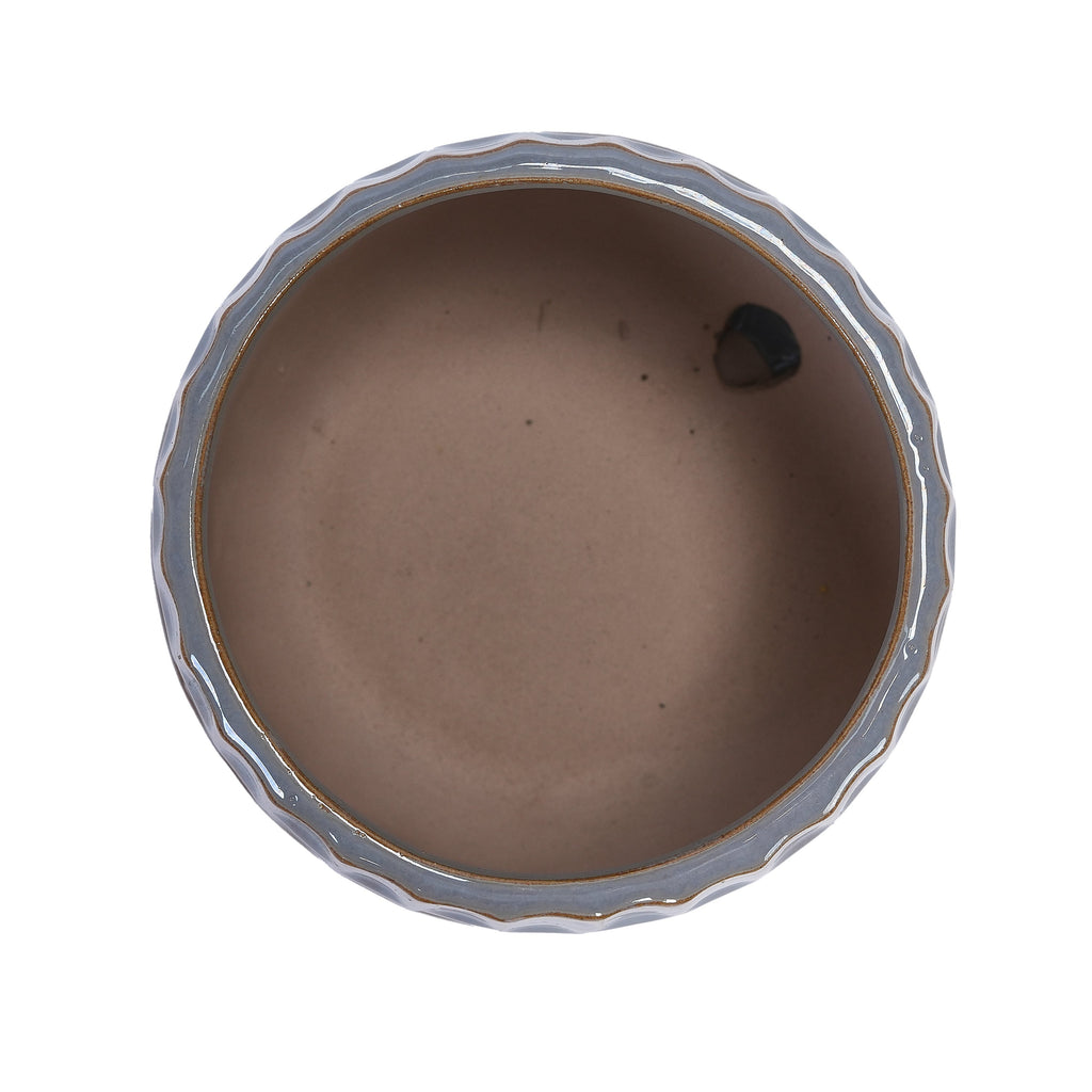 Set of 2 Ceramic Flowerpot, 7' Modern Planter for Patio, Garden, Windowsill - Grey