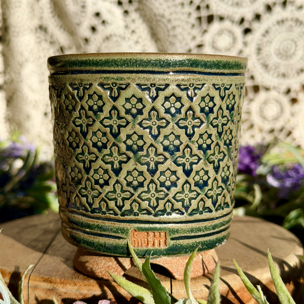 WS-0053 Rustic Handmade Clay Planter Pot - Pot rim diameter: 3"