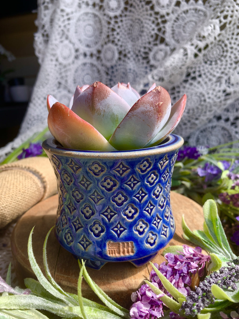 WS0027 Unique Handmade Pottery Planter Pot - Pot rim diameter: 3"