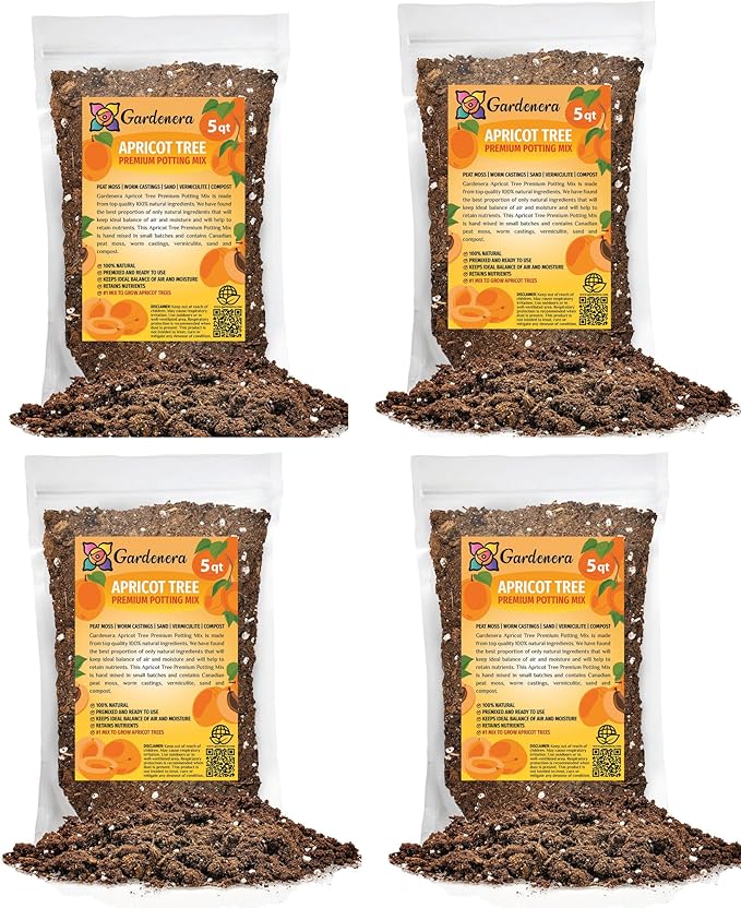 Premium Apricot Potting Soil Mix - Ideal Nutrient Blend for Growing Robust, Flavorful, and Bountiful Apricots - 20 Quart