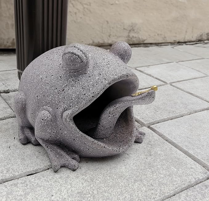 Frog Statues Gutter Downspout Extension Statues Garden Decoration,Animal Resin Statue Outdoor Decor,Downspout Diverter,Decorative Gutter Extension,3"×4" Downspout Extender Diverter Splash Block（Grey）