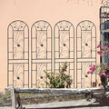 Metal Garden Trellis Rustproof Trellis for Climbing Plants Outdoor Flower Support Peacock Style (Black-4 Pack, 86.7"x19.7")