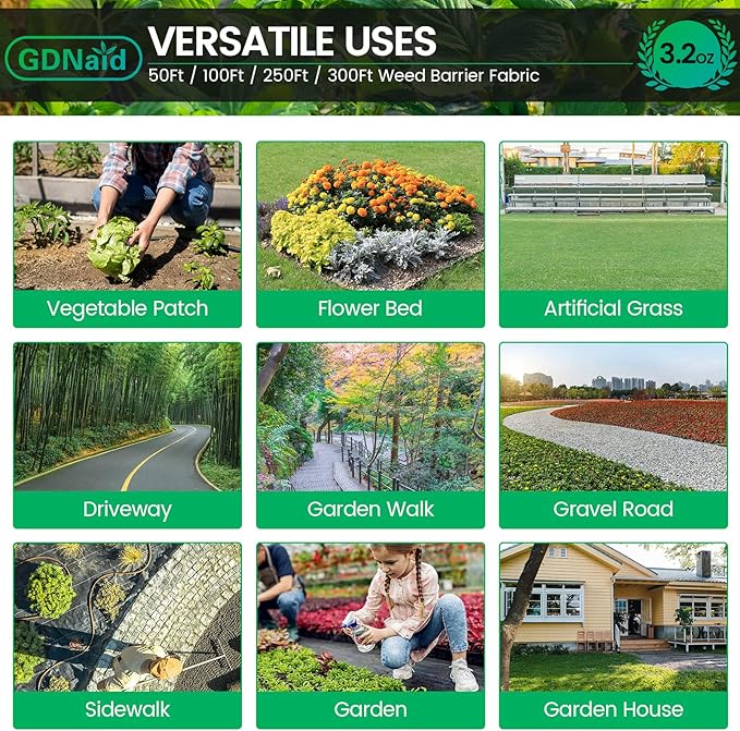 4ftx300ft Weed Barrier Landscape Fabric Heavy Duty, 3.2oz Weed Barrier Fabric, Weed Fabric Garden Fabric, Woven Geotextile Fabric