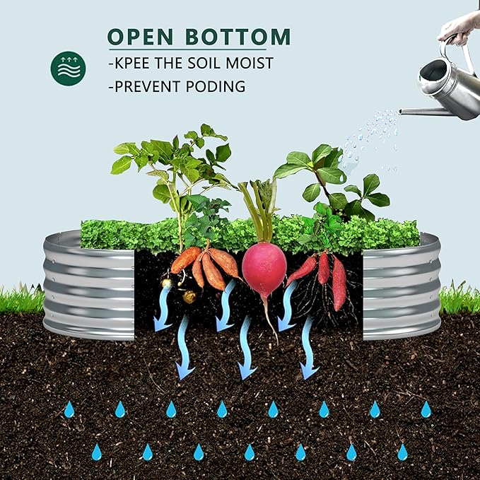 12x2x1.3 Oval Galvanized Raised Garden Bed,Outdoor Planter Box Metal Patio Kit Planting Bed for Vegetables Flowers and Succulents