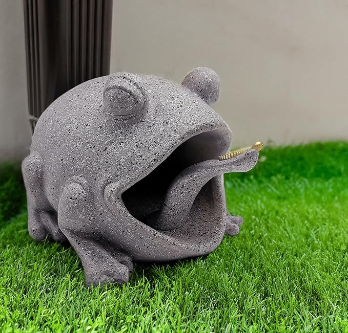 Frog Statues Gutter Downspout Extension Statues Garden Decoration,Animal Resin Statue Outdoor Decor,Downspout Diverter,Decorative Gutter Extension,3"×4" Downspout Extender Diverter Splash Block（Grey）
