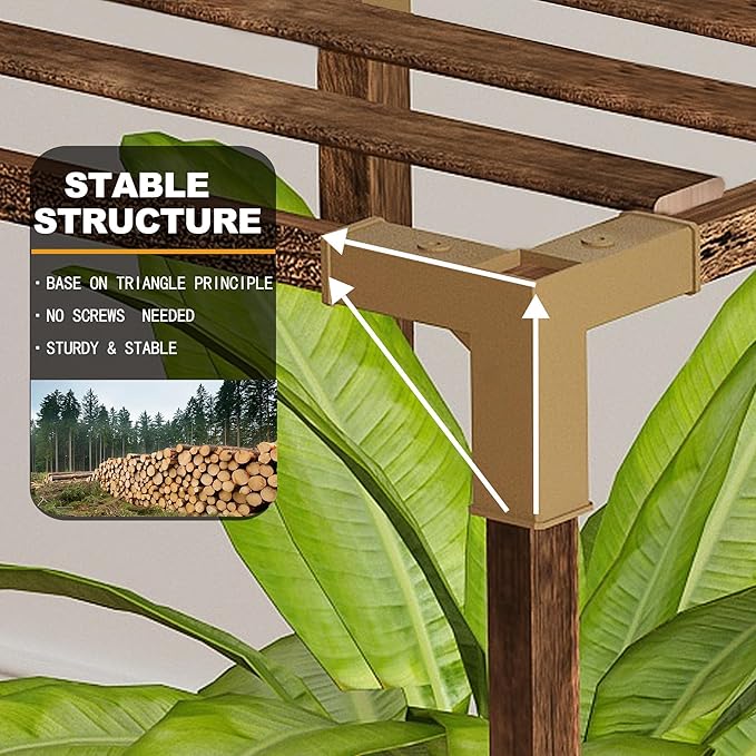 HOMKIRT Tall Corner Plant Stand with Grow Lights, Plant Shelf Indoor for Multiple Plants, Wood Plant Ladder Rack Holder Display Flower Stand for Living Room Balcony