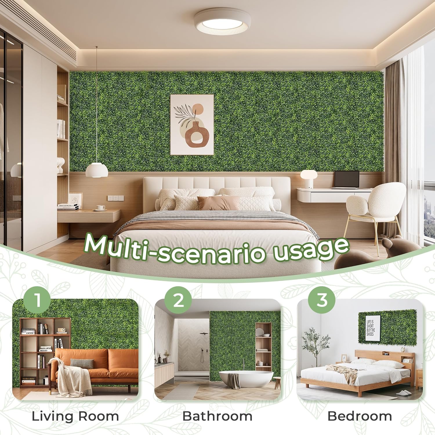 Artificial Grass Wall Panel Screen: 10"x10" 6P (4.2 sqft) UV-Anti Faux Boxwood Panels for Indoor Outdoor Green Wall Decor, Privacy Fence, Patio, Balcony, Party Backdrop