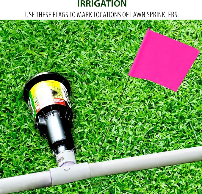 Pink Marking Flags 1000 Pack - 4x5x15 Inch Pink Flags for Yard - Markers For Lawn, Irrigation, Landscaping, Survey & Sprinkler Head Marking
