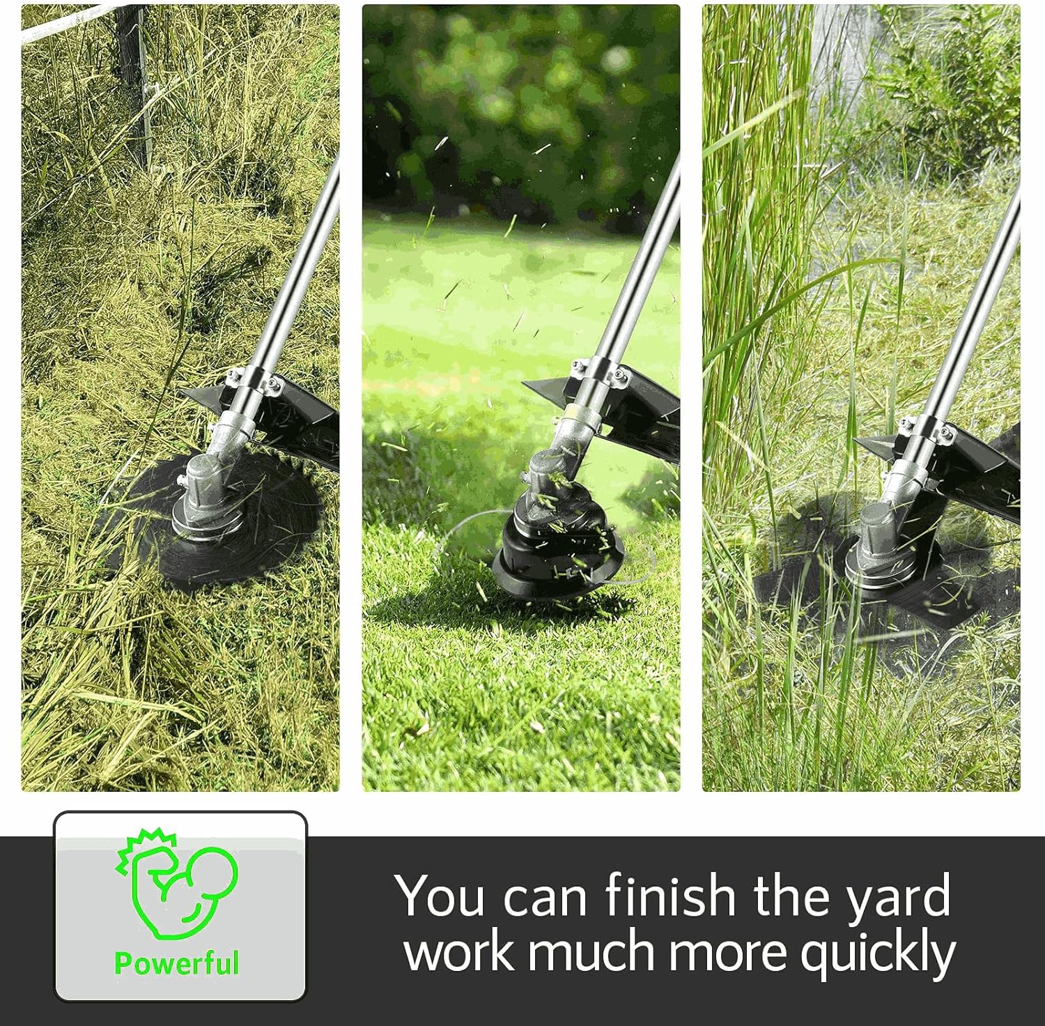 58CC Weed Wacker, Weed Eater Gas Powered 4 in 1 Cordless, String Trimmers 2-Cycle Gas Brush Cutter Weed Wacker Straight Shaft Gas Grass Trimmer for Lawn and Garden Care Trimming (Green)