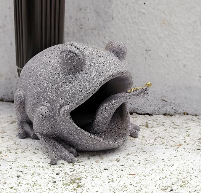 Frog Statues Gutter Downspout Extension Statues Garden Decoration,Animal Resin Statue Outdoor Decor,Downspout Diverter,Decorative Gutter Extension,3"×4" Downspout Extender Diverter Splash Block（Grey）