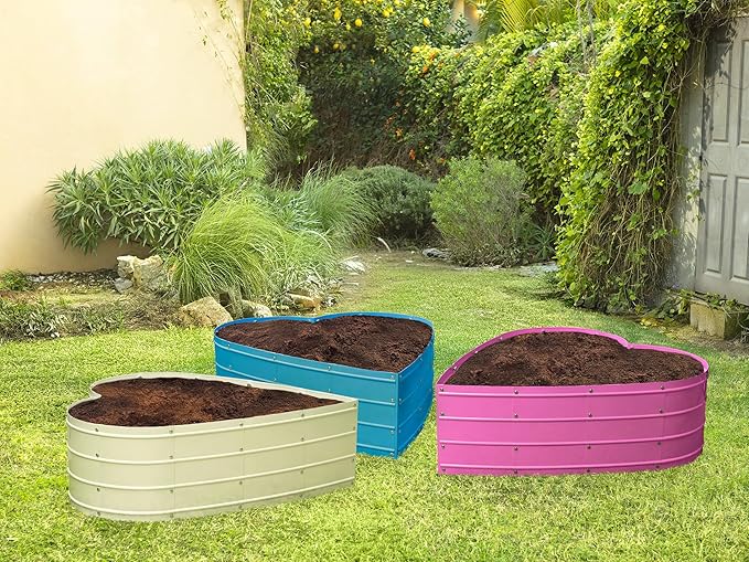 Galvanized Raised Garden Beds Outdoor // Planter Raised Beds for Gardening, Vegetables, Flowers // Large Metal Garden Box (White) // Tool-Free Assembly