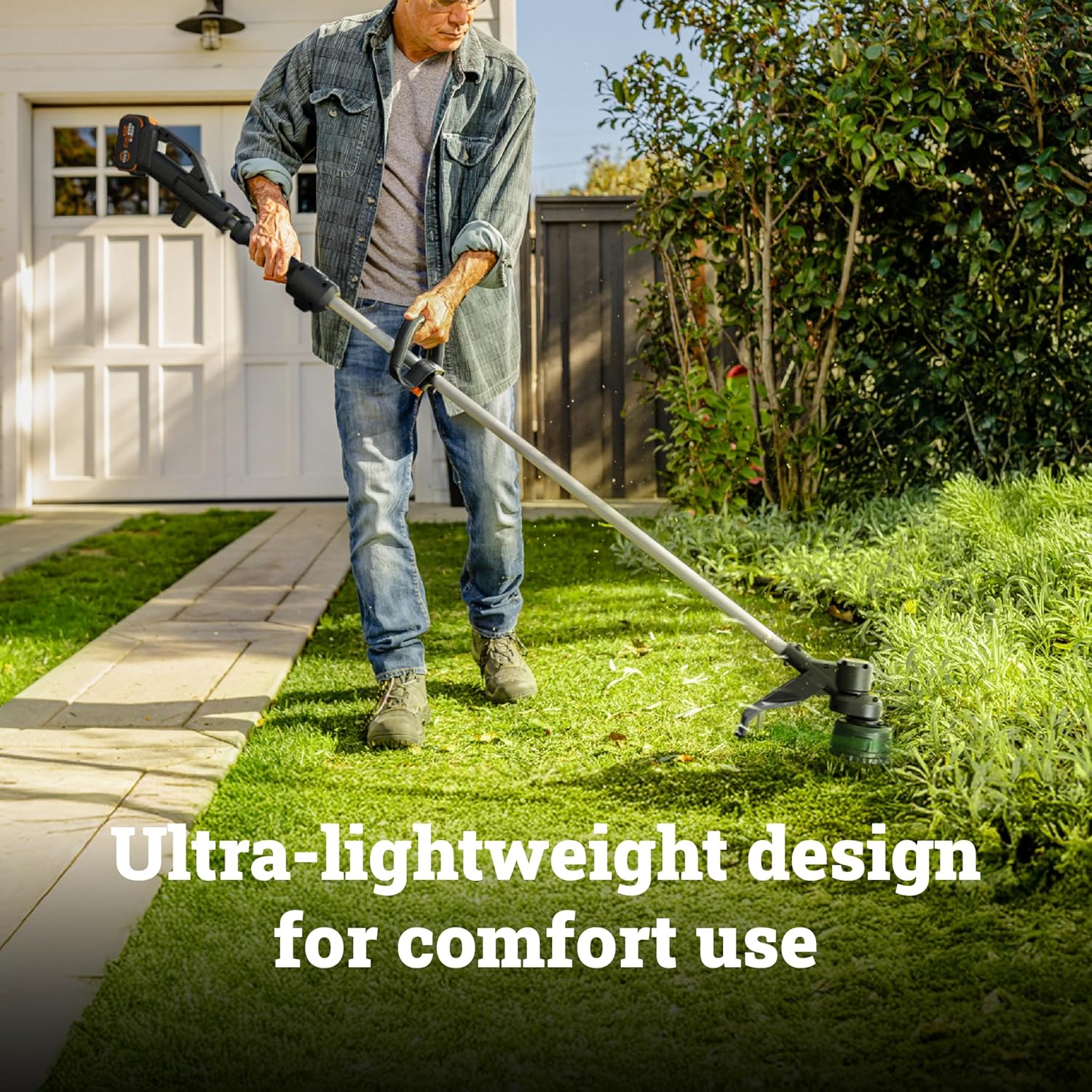 WORX Cordless String Trimmer, 20V 13''-15'' Weed Wracker with Brushless Motor 2.0, 21 cc Gas Equivalent, Quick-Line Reloading, Includes 20V 5.0 Ah PowerShare Pro Battery and Charger, PowerShare