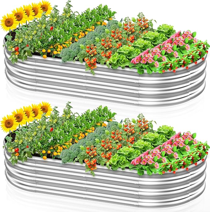 2pcs 72x36x12in Galvanized Steel Raised Garden Bed, Outdoor Planter Box for Easy DIY & Clean - Large Metal Garden Beds for Backyards, Terraces & Balconies