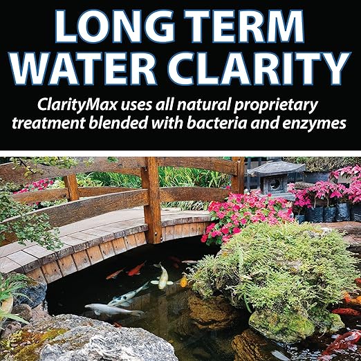 CrystalClear ClarityMax, All-in-One Pond Clarifier Treatment, All-Natural Beneficial Bacteria & Enzymes Provide Max Clarity, Koi Fish & Pet Safe, Algae Stain Remover, Crystal Clear Water Garden 2.5LB