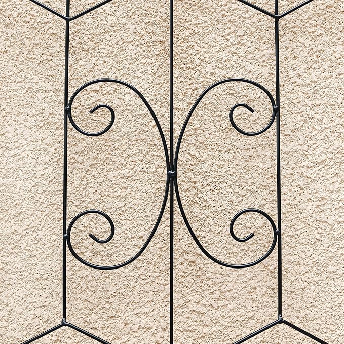 Metal Garden Trellis Rustproof Trellis for Climbing Plants Outdoor Flower Support (Black-4 Pack, 86.7"x19.7")